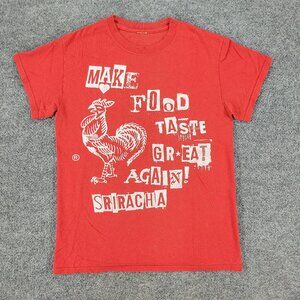 Sriracha Shirt Men's Small Red Make Food Taste Great Graphic Short Sleeve Adult